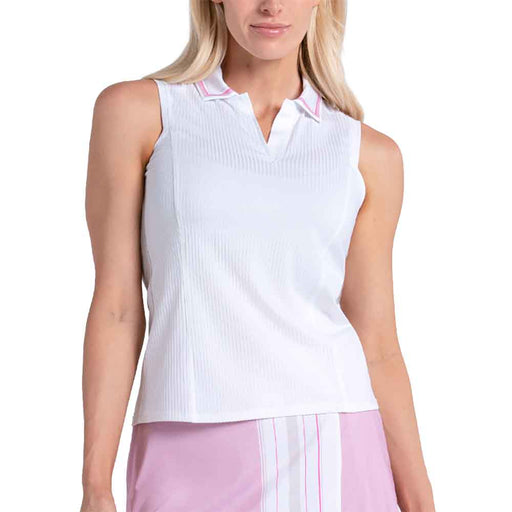 Lucky in Love Tee Time Womens Golf Polo Tank - White/L