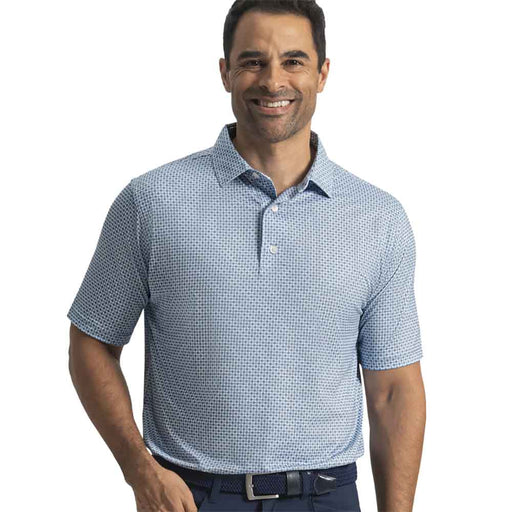 FootJoy Ellipse Print Lisle Mens Golf Polo - Cstl Bl/Chmb/Wt/XXL