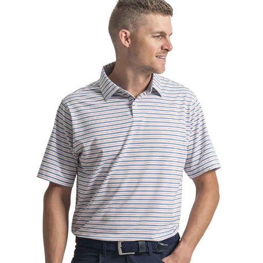 FootJoy Pinstripe Pop Stripe Lisle Mens Golf Polo - Wt/Chmb/Blu/Red/XL