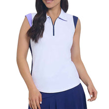 Load image into Gallery viewer, Ibkul Color Block Sleeveless Womens Golf Polo - Cb Lavender/Nvy/L
 - 1