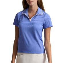 Load image into Gallery viewer, RLX Polo Golf Rib Knit Blue SS Womens Golf Polo - Blue Mist/L
 - 1