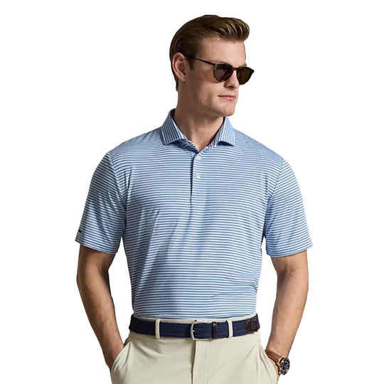 RLX Golf Yarn-Dyed Lightweight Airflow Stripe Shortsleeve Mens Golf Polo