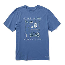 Load image into Gallery viewer, Life Is Good Golf More Worry Less Crsh SS Mens Tee - Vintage Blue/XXL
 - 1