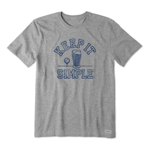Life Is Good Keep It Simple CrusherLt SS Mens Tee - Heather Gray/XXL
