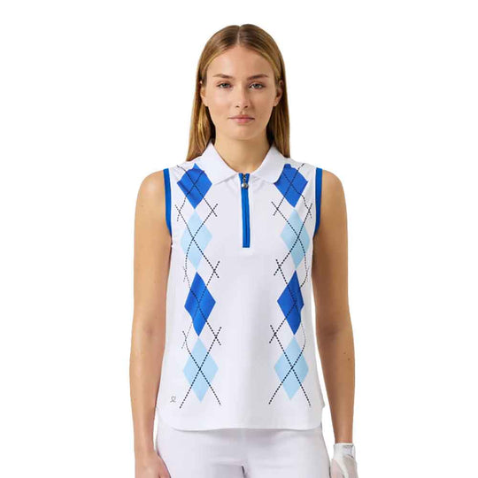 Daily Sports Argyle Womens Sleeveless Golf Polo