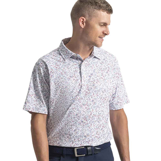 FootJoy Watercolor Floral Prnt Piq Mens Golf Polo - Wht/Blu/Ntkt Rd/XL