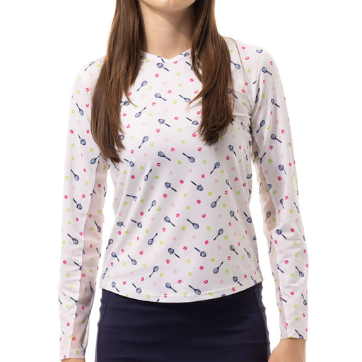 SanSoleil Sunglow Print LS Womens Tennis Shirt - Roundrobin/XL