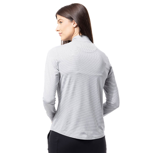SanSoleil Melange Stripe Long Sleeve Mock Womens Golf Quarter-Zip Pullover - 2