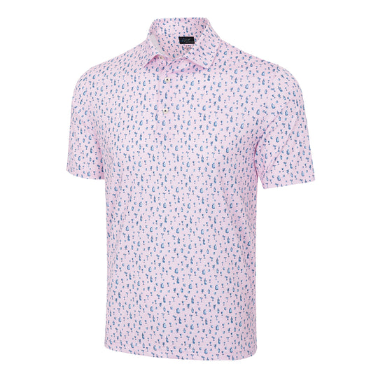 Greg Norman ML75 Stretch Aloha Hour Rose Shadow Mens Golf Polo