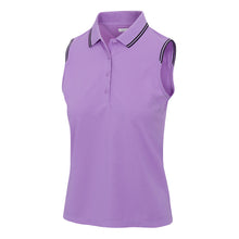 Load image into Gallery viewer, Greg Norman Topspin Tipped SL Zip Womens Golf Polo - Lavender Bliss/L
 - 4