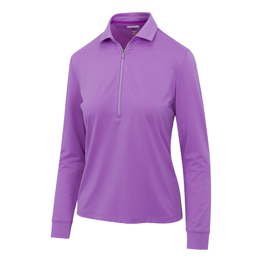 Greg Norman Elevate Long Sleeve Half-Zip Lavender Bliss Womens Golf Polo