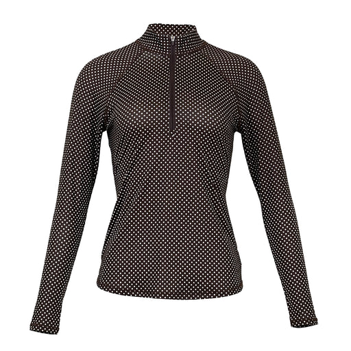 Jofit UV Womens Long Sleeve Golf Mock - Espresso Dot/XL