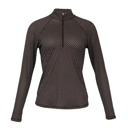 Jofit UV Espresso Dot Womens Long Sleeve Golf Mock