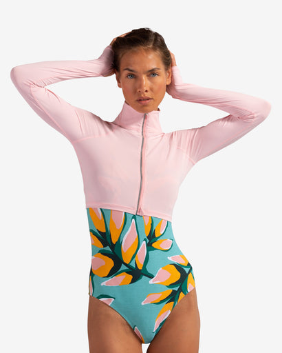 BloqUV Women's Full Zip Crop Top Sun Shirt
