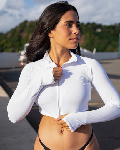 BloqUV Women's Full Zip Crop Top Sun Shirt