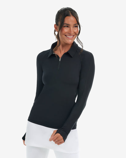 BloqUV Women's Long Sleeve Quarter Zip Polo