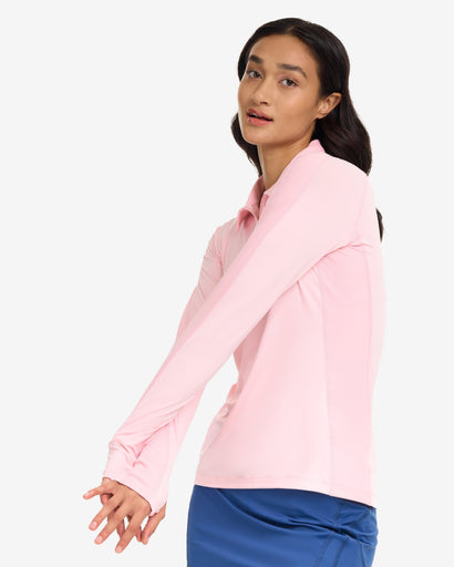 BloqUV Women's Long Sleeve Quarter Zip Polo