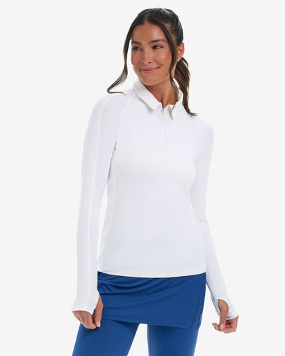 BloqUV Women's Long Sleeve Quarter Zip Polo
