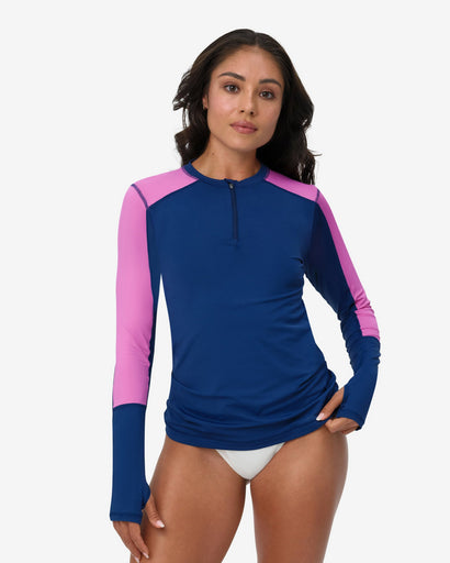 BloqUV Women's Performance Quarter Zip Long Sleeve Crew Shirt