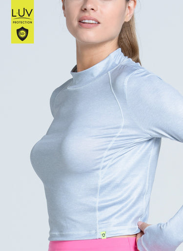 Heather Mock Neck Hip Fit Long Sleeve