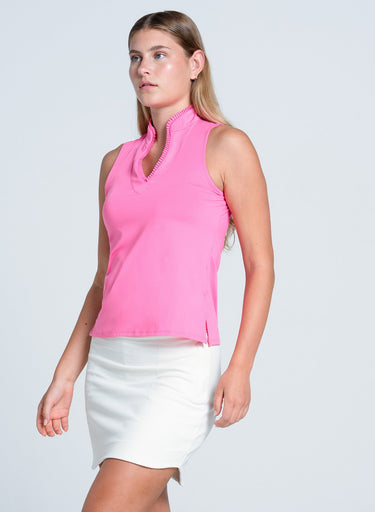 Pleated Placket Sleeveless