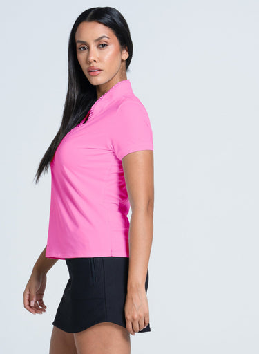 Pleated Placket Short Sleeve