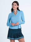 Pleated Neck Long Sleeve