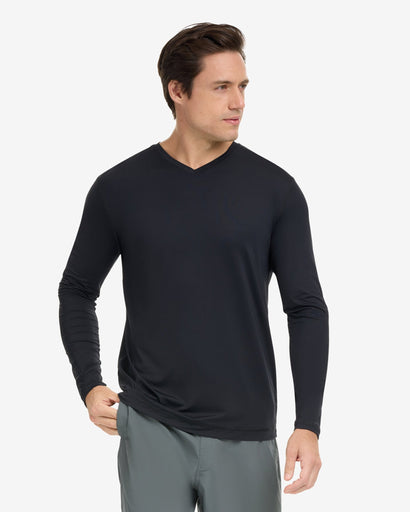 BloqUV Men's Performance V-Neck Long Sleeve Shirt