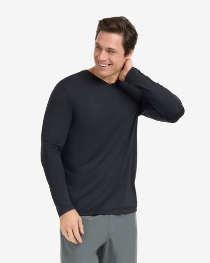 BloqUV Men's Performance V-Neck Long Sleeve Shirt