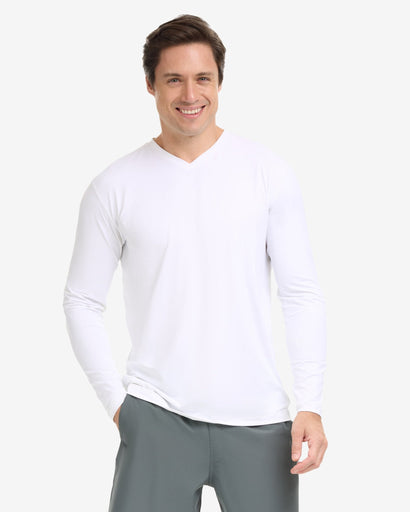 BloqUV Men's Performance V-Neck Long Sleeve Shirt