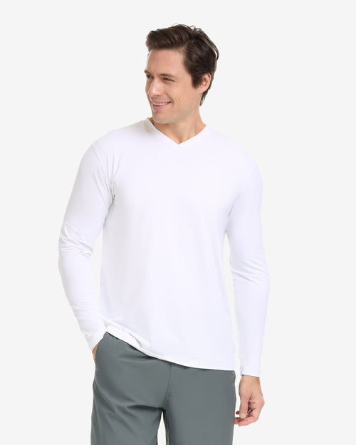 BloqUV Men's Performance V-Neck Long Sleeve Shirt