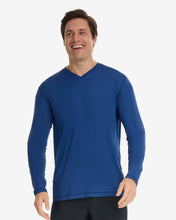 Load image into Gallery viewer, BloqUV Men's Performance V-Neck Long Sleeve Shirt
 - 30