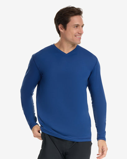 BloqUV Men's Performance V-Neck Long Sleeve Shirt