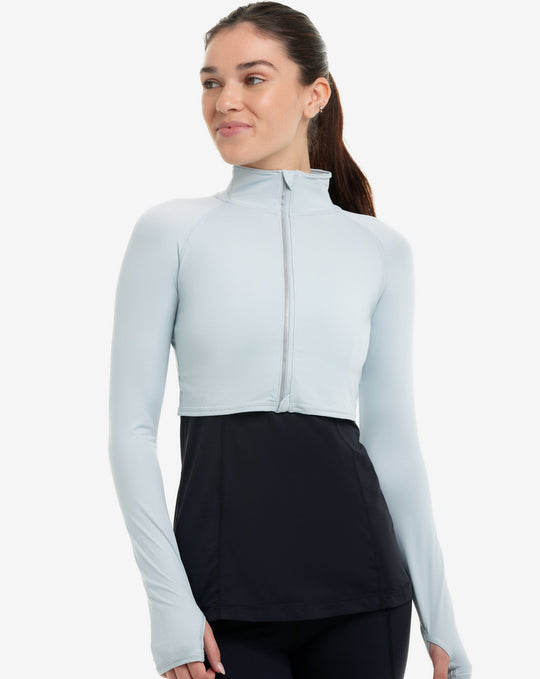 BloqUV Women's Full Zip Crop Top Sun Shirt