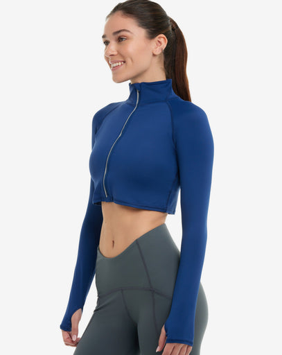 BloqUV Women's Full Zip Crop Top Sun Shirt