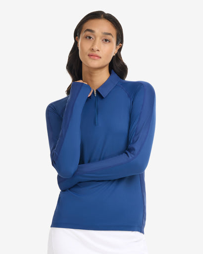 BloqUV Women's Long Sleeve Quarter Zip Polo