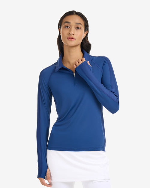 BloqUV Women's Long Sleeve Quarter Zip Polo
