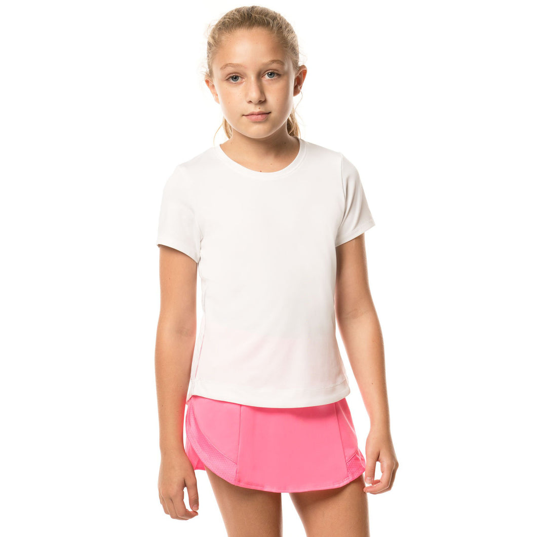 Lucky In Love Dyn HL Girls SS Tennis Shirt - 110 WHITE/M