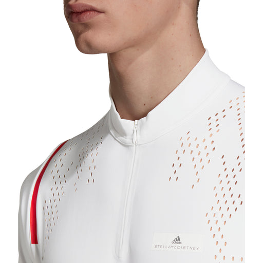Adidas SMC Zipper White Mens SS Crew Tennis Shirt