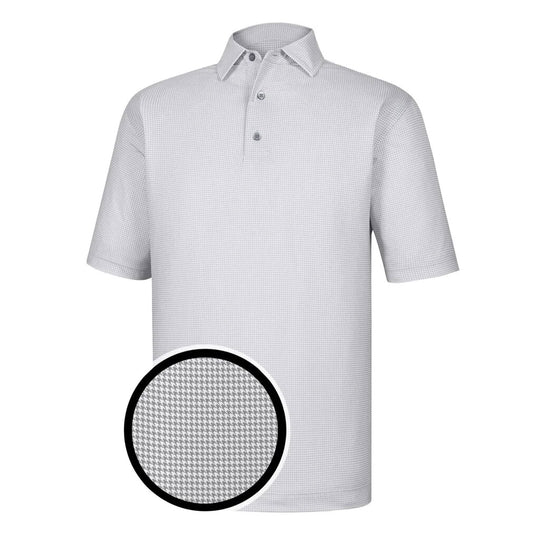 FootJoy Heather Lisle Houndstooth Self Collar Grey Mens Golf Polo