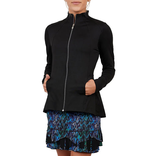 Sofibella Pleated Womens Tennis Jacket - Black/XL
