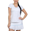 Sofibella White Racquet Short Sleeve Aqua Stripe Womens Tennis Shirt