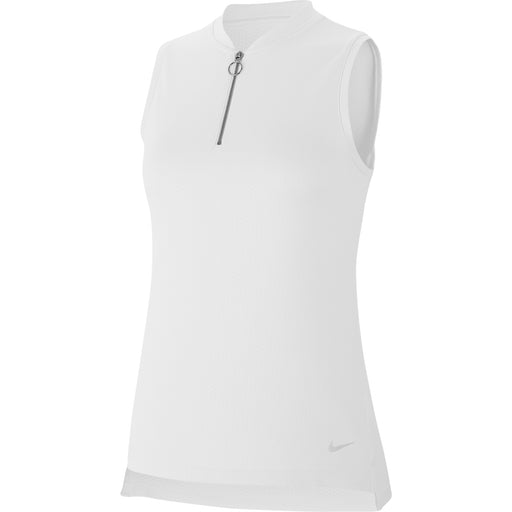 Nike Dri-FIT Zip Womens Sleeveless Golf Polo - 100 WHITE/XL