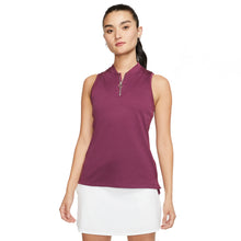 Load image into Gallery viewer, Nike Dri-FIT Zip Womens Sleeveless Golf Polo - PLUM RED 671/L
 - 2