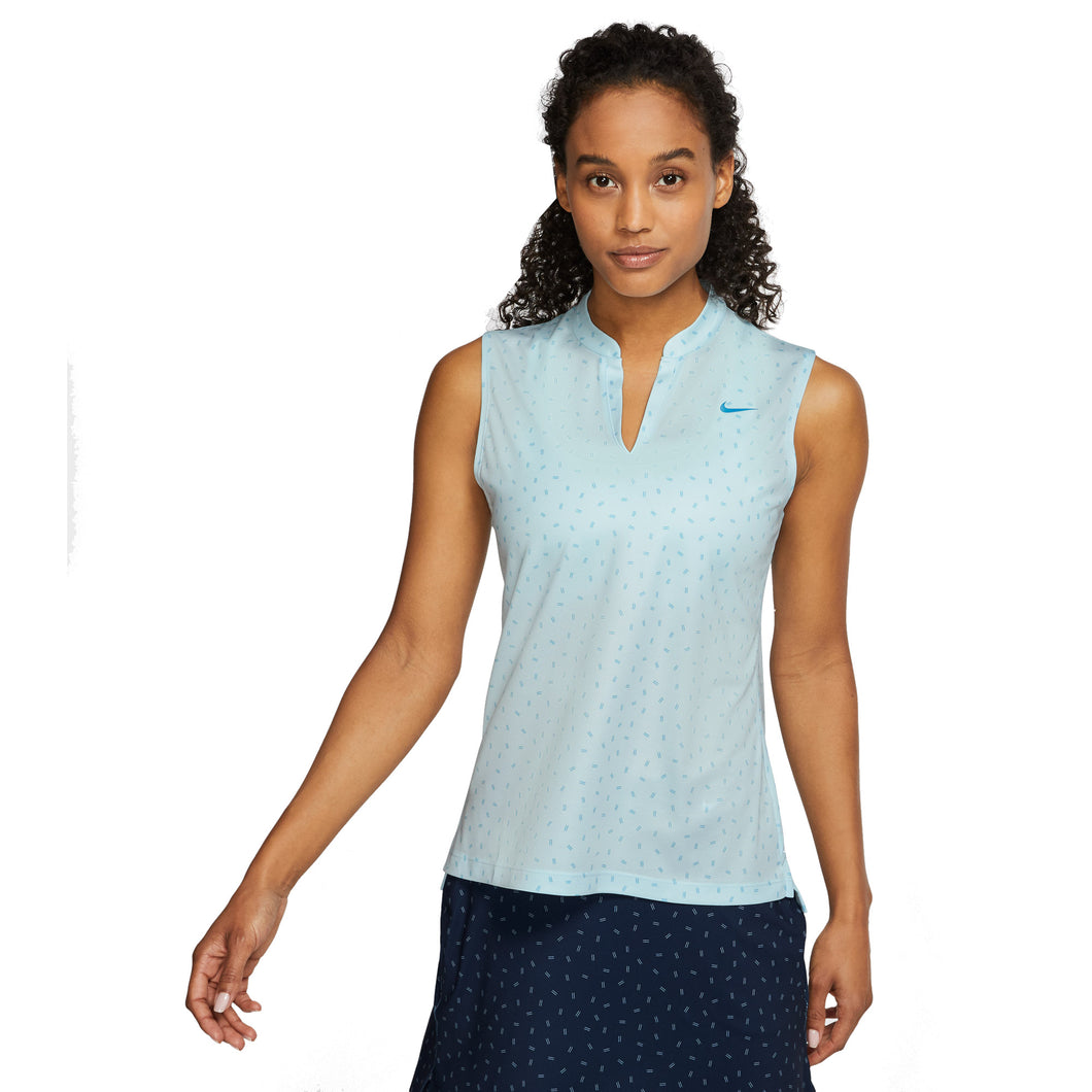 Nike Dri-FIT Victory Printed Womens SL Golf Polo - 449 TOPAZ MIST/L