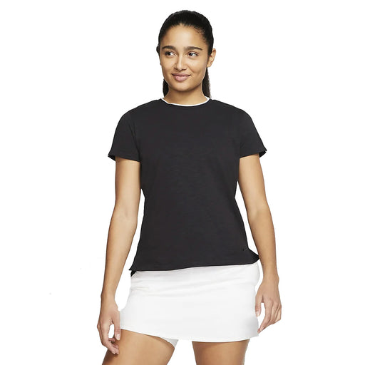 Nike Dri Fit UV Womens Short Sleeve Golf Shirt - 010 BLACK/L