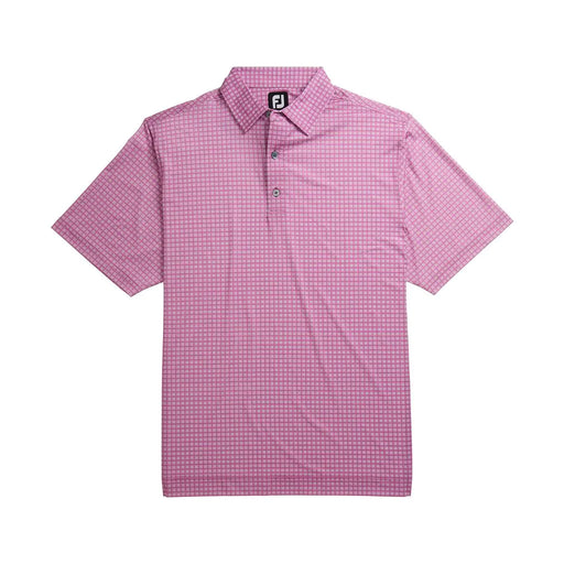 FJ Lisle Plaid Print Self Collar Pink M Golf Polo