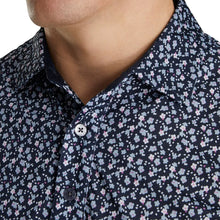 Load image into Gallery viewer, FootJoy Lisle Flower Print Self Collar Nvy  M Polo
 - 3