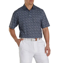 Load image into Gallery viewer, FootJoy Lisle Flower Print Self Collar Nvy  M Polo
 - 1