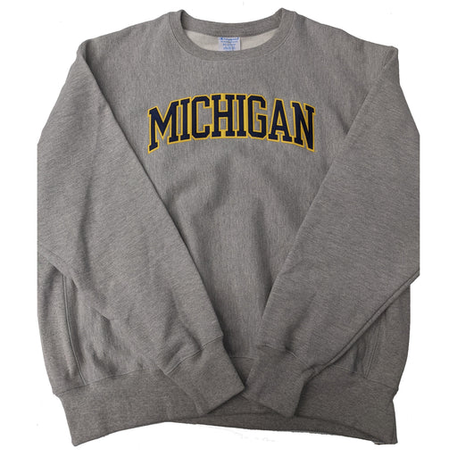 Champion UofM Rev Weave Mens Crewneck Sweatshirt - Grey Michigan/XXL